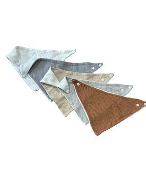 Neutral Muslin Bandana Bibs Set - White, Gray, Beige, Taupe, Brown